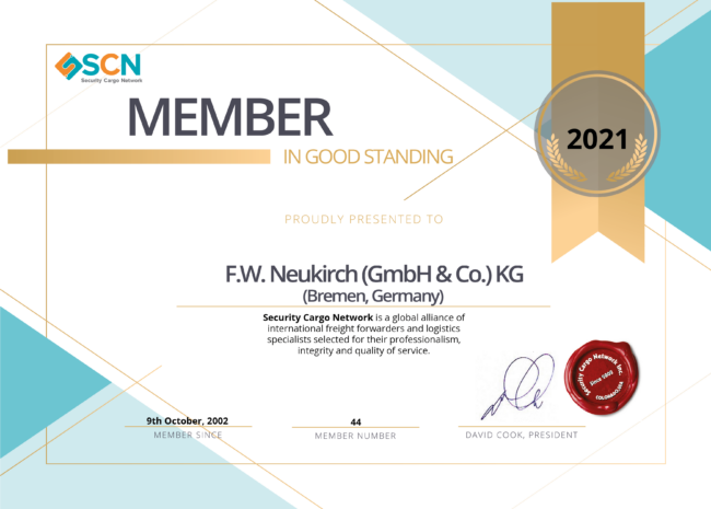 SCN Member CertificateFWN_NL1121 SCN Member Certificate